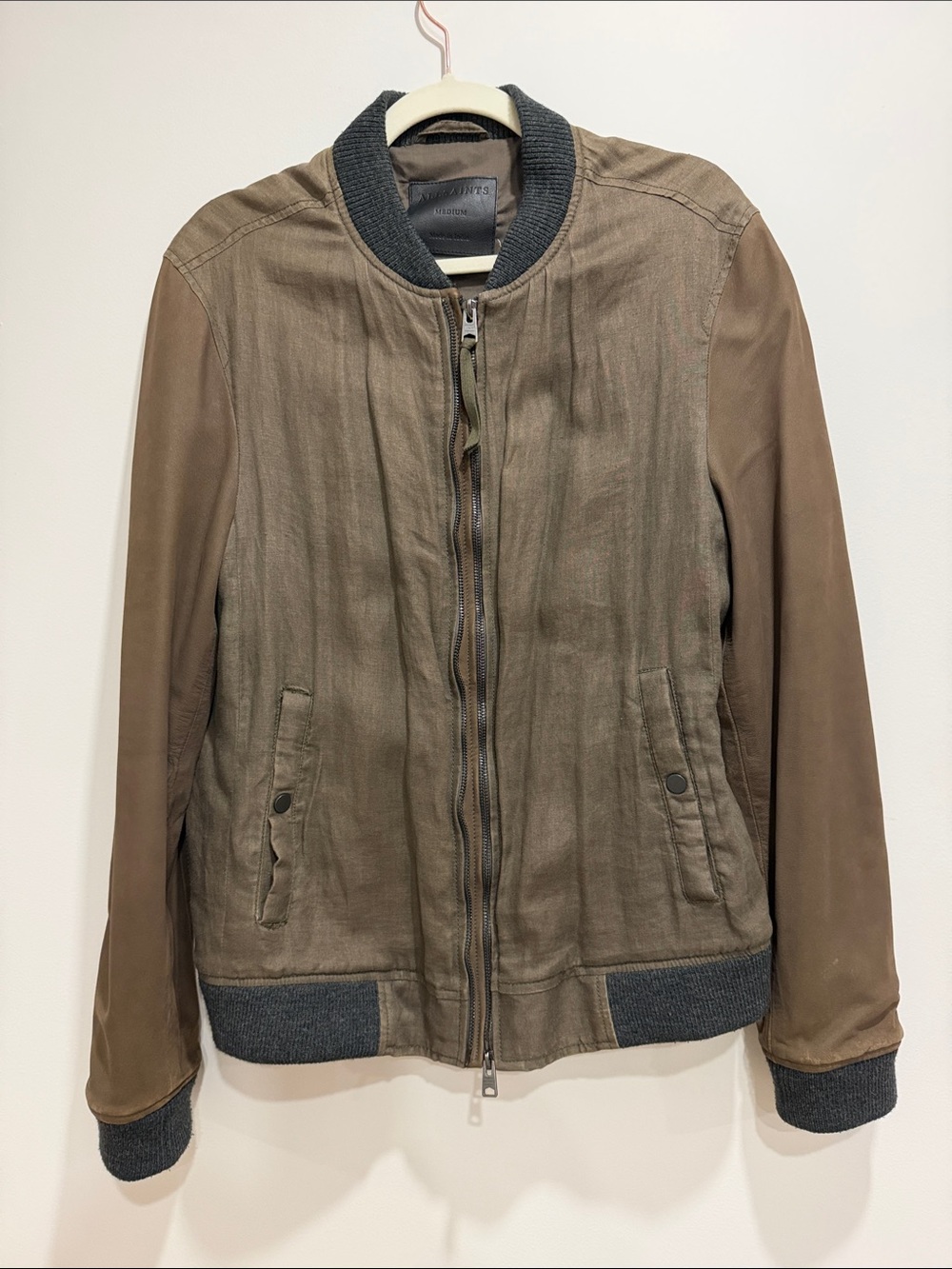 Men's Brown Bomber Jacket - Casual Zip Front